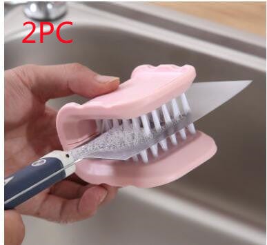 shop.plusyouclub 0 Pink2PC Cutlery Cleaner Fork Spoon Cooking Knife Cleaning Brushes Kitchen Helper