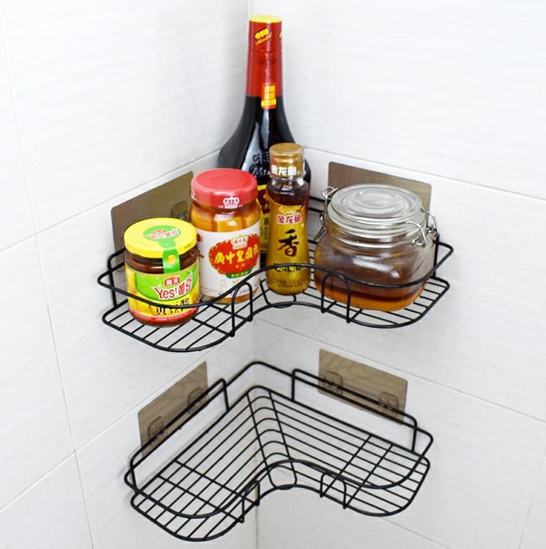 shop.plusyouclub 0 Punch-free Wall Bathroom Storage Rack Kitchen Corner Shelf Household Tripod