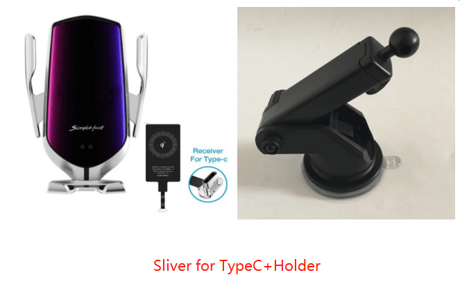 shop.plusyouclub 0 Sliver TypeC+holder Car Wireless Charger Phone Holder