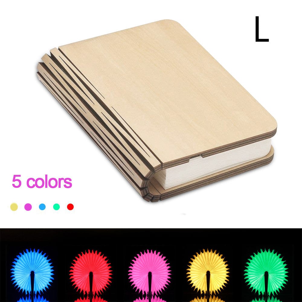 shop.plusyouclub 0 Soapy white 5Color L / 1pc Turning And Folding LED Wood Grain Book Light
