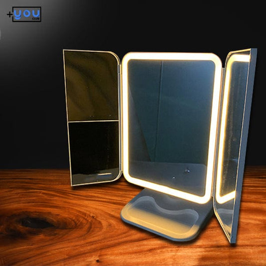shop.plusyouclub 0 Trifold Makeup Mirror With Light 68 LED Vanity Mirrors 10X Magnifying 180Rotation
