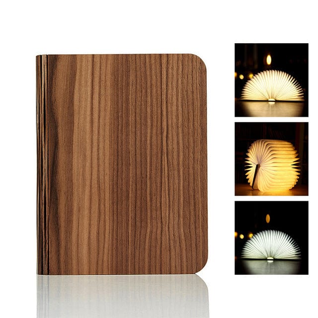shop.plusyouclub 0 Wooden black walnut / Mini Turning And Folding LED Wood Grain Book Light
