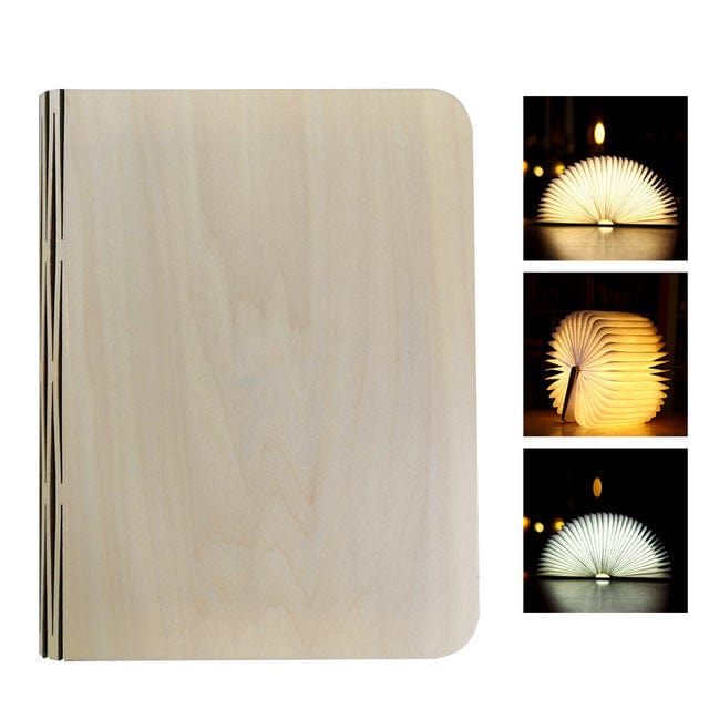 shop.plusyouclub 0 Wooden white maple / Mini Turning And Folding LED Wood Grain Book Light